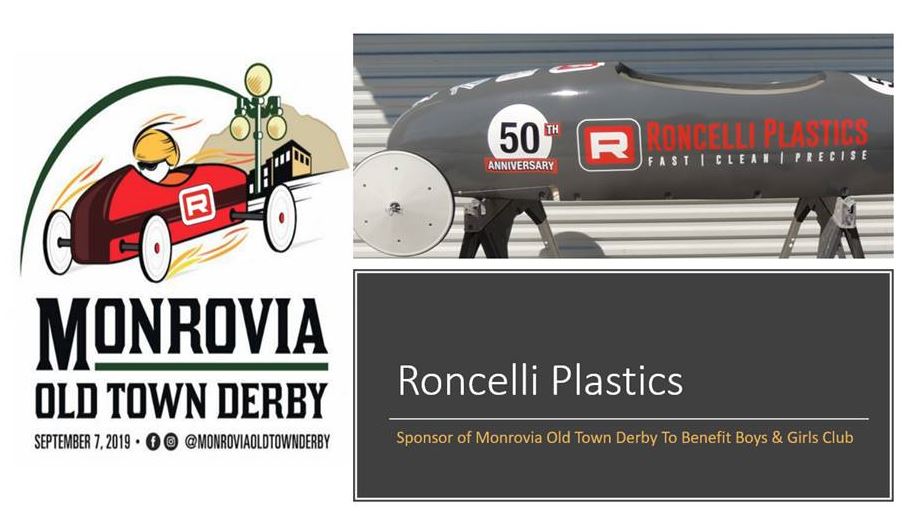 Roncelli Plastics Sponsor at Monrovia Old Town Derby Roncelli Plastics